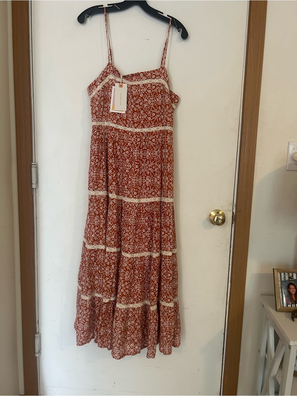 NWT IN LOOM Large Tiered Micro Floral Maxi Dress Boho Cottage Core